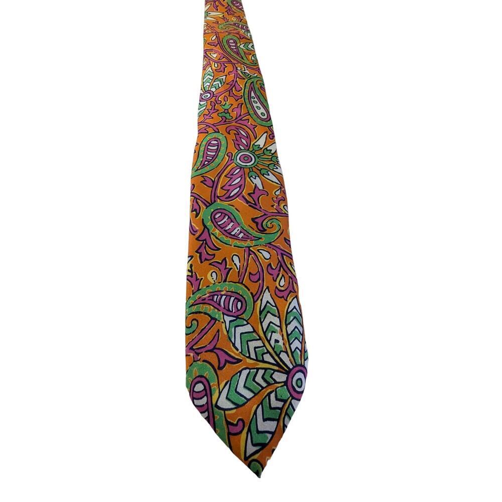 POLO‎ RALPH LAUREN Novelty Paisley Floral Vibrant Silk Neck Tie Made in Italy